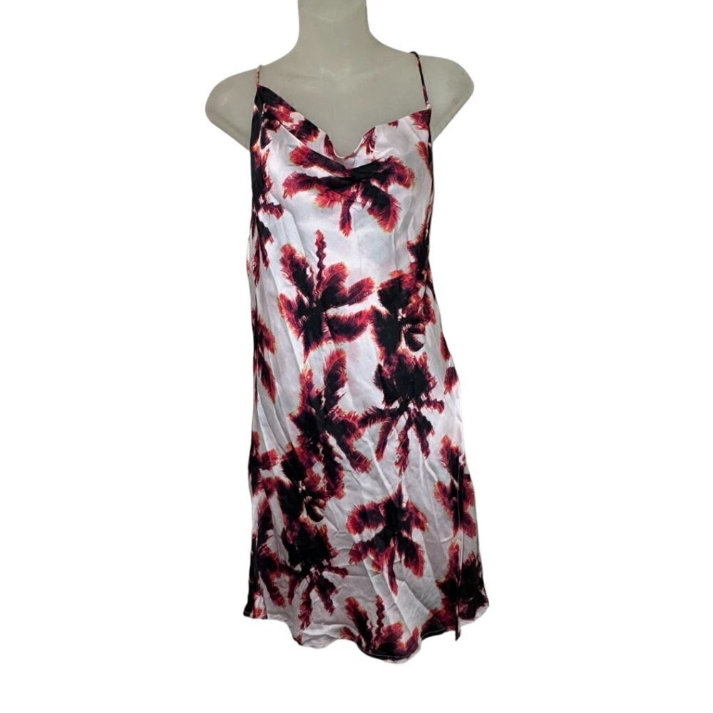 NWT Area Stars Palm Print Mini Slip Dress‎ Size L Women $125 - Picture 4 of 9